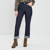 Jeans straight avec revers denim stone femme