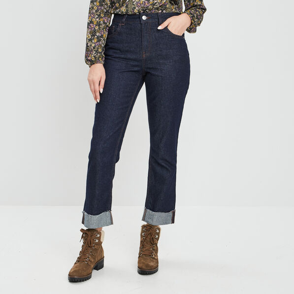 jeans straight avec revers denim stone femme Jeans straight avec revers denim stone femme