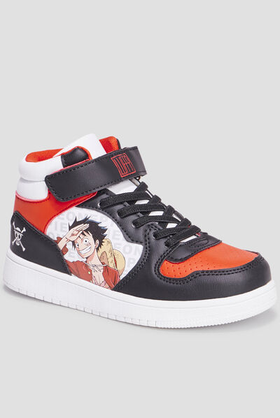 Baskets montantes à scratchs One Piece noir garçon