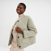 Veste matelass&eacute;e boutonn&eacute;e col rond vert kaki femme