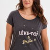 Chemise de nuit manches courtes gris foncé femme grande taille