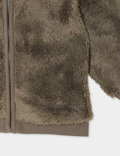 Gilet zippé effet polaire à capuche vert kaki bébé garçon