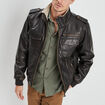 Blouson droit simili cuir marron homme