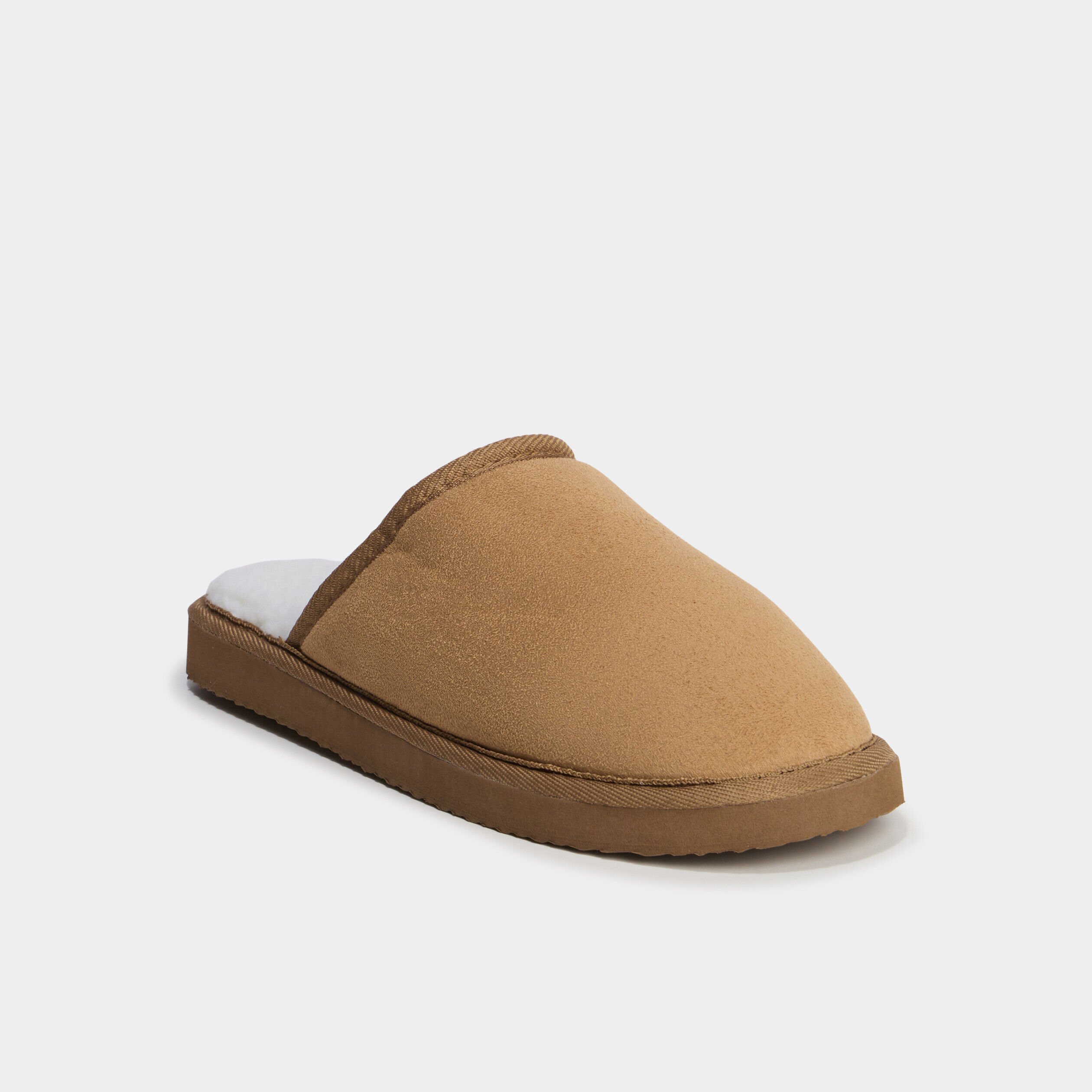 Chaussons mules doublure effet polaire camel homme LH