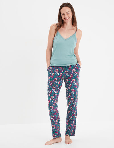 Haut de pyjama débardeur à bretelles bleu gris femme
