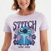 T-shirt manches courtes coton Stitch parme femme