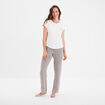 Ensemble pyjama col rond 2 pièces fluide ecru femme