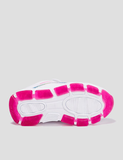 Baskets running lumineuses à scratchs blanc fille