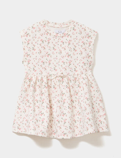 Robe patineuse manches courtes ecru b&eacute;b&eacute; fille
