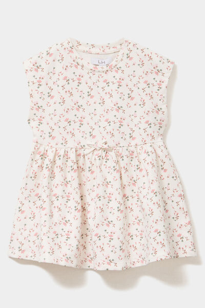 Robe patineuse manches courtes ecru b&eacute;b&eacute; fille
