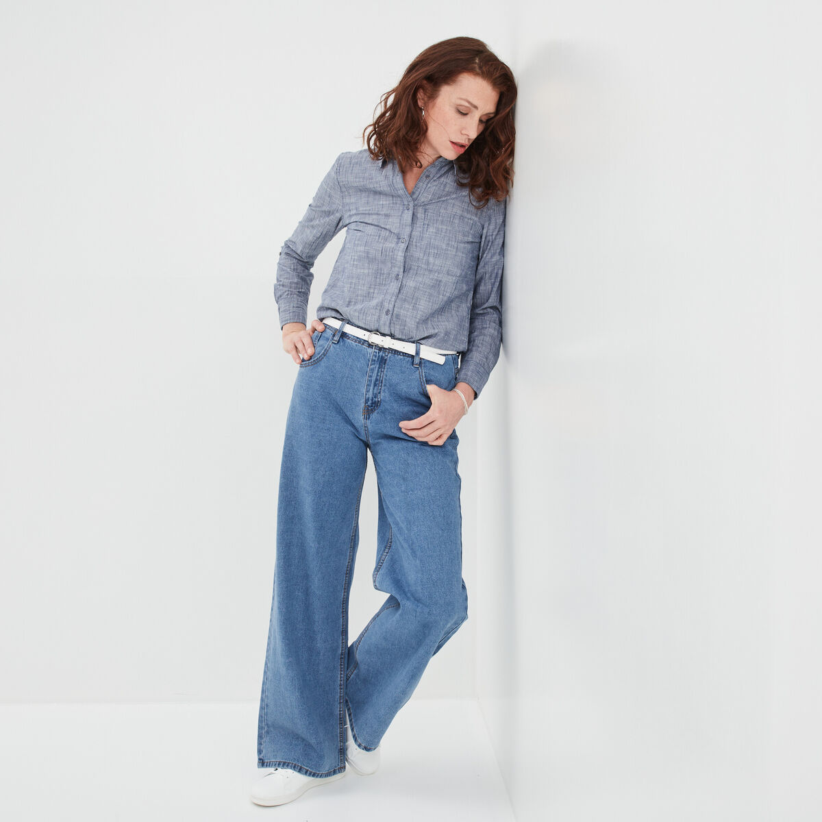 Chemise manches longues lin majoritaire bleu femme