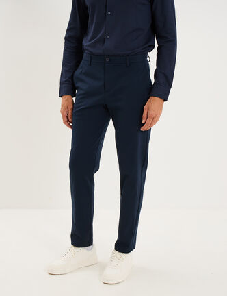 Pantalon chino slim sans repassage bleu marine homme