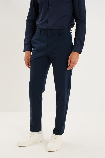 Pantalon chino slim sans repassage bleu marine homme