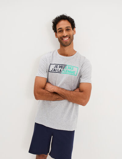 Ensemble pyjama short et t-shirt gris clair homme