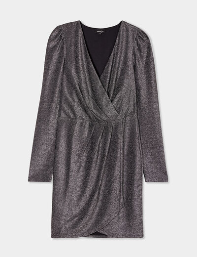 Robe portefeuille courte Mosquitos gris argent femme