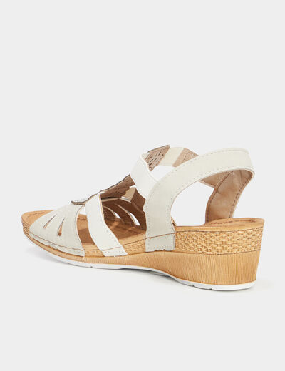 Sandales compensées cuir Confortissimo blanc femme