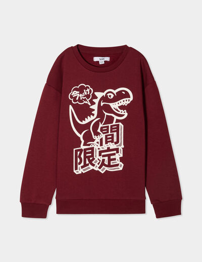 Sweat oversize manches longues bordeaux garçon