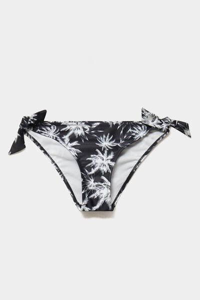 Bas de maillot de bain d&eacute;tails noeuds ecru femme