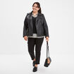 Pull 2-en-1 col chemise manches 3/4 noir femme grande taille