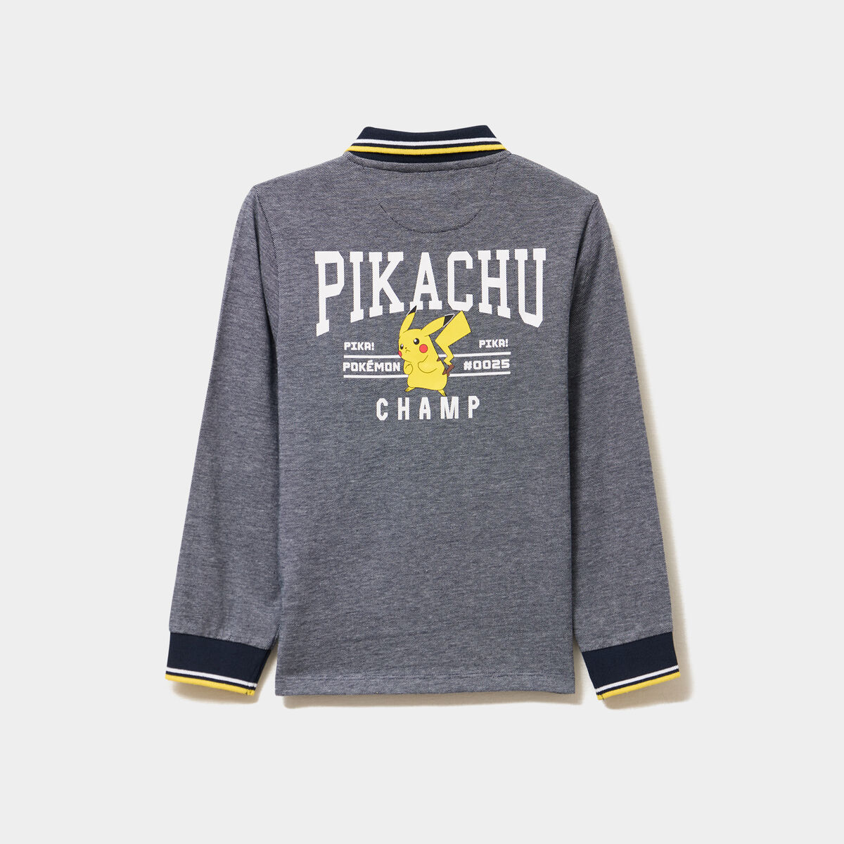Polo manches longues Pokémon Pikachu bleu marine garçon