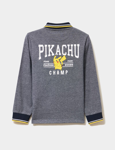 Polo manches longues Pokémon Pikachu bleu marine garçon