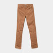Pantalon slim en coton elasthanne marron clair femme