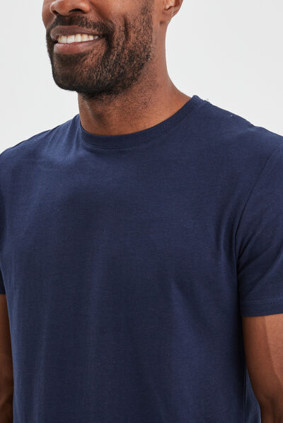 T-shirt en coton manches courtes bleu marine homme