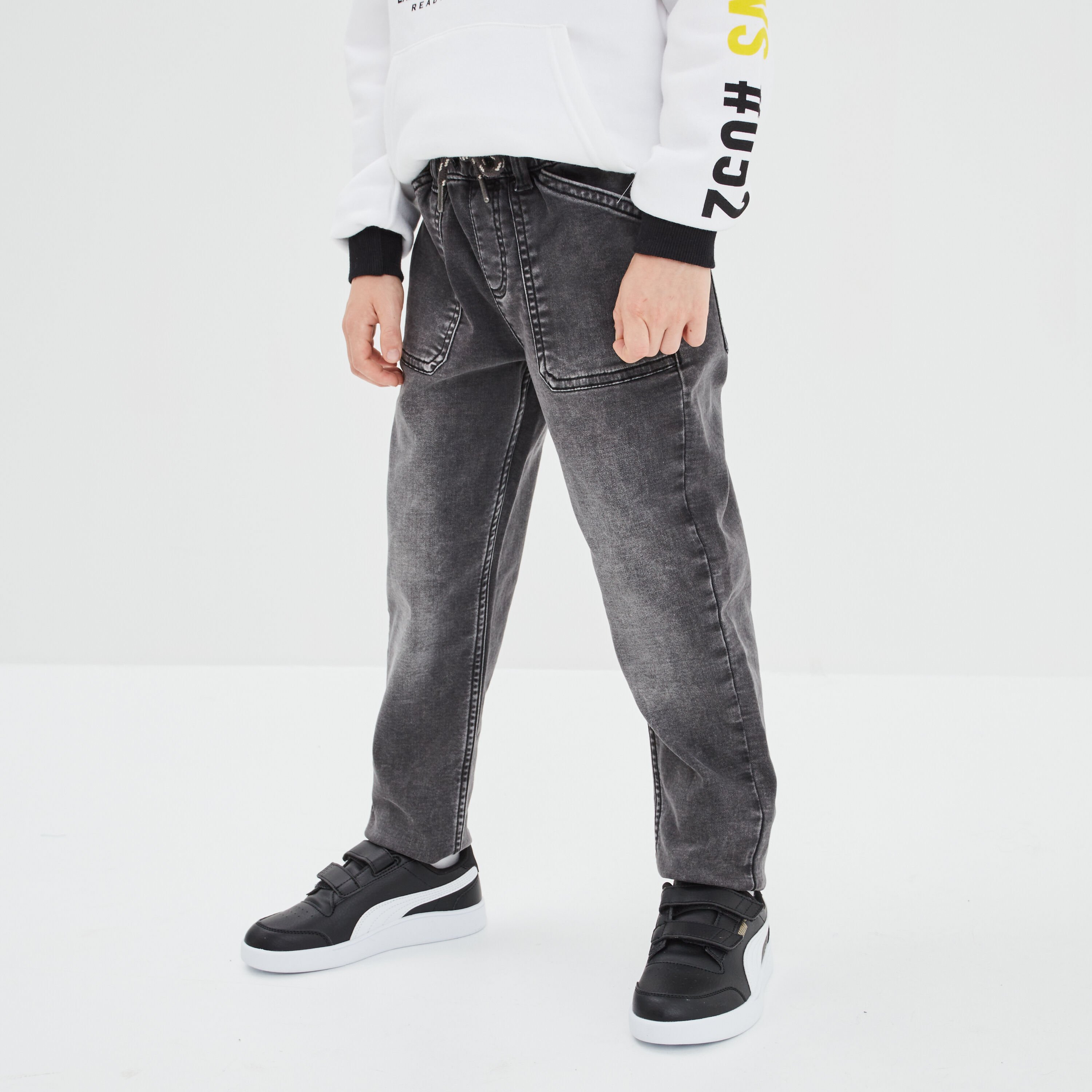 Jean stretch jogger taille élastiquée denim gris garçon CREEKS