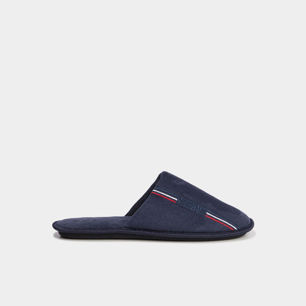 Chaussons mules effet velours bleu marine homme