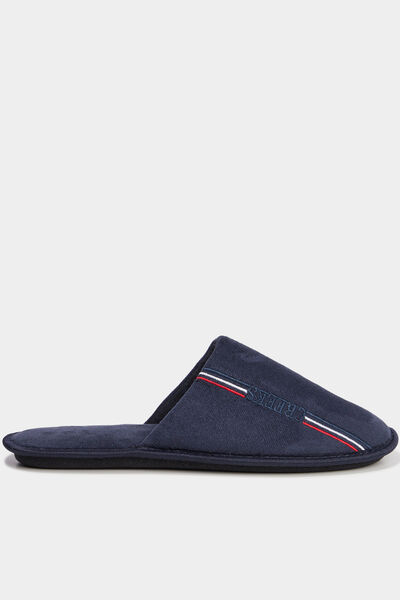 Chaussons mules effet velours bleu marine homme