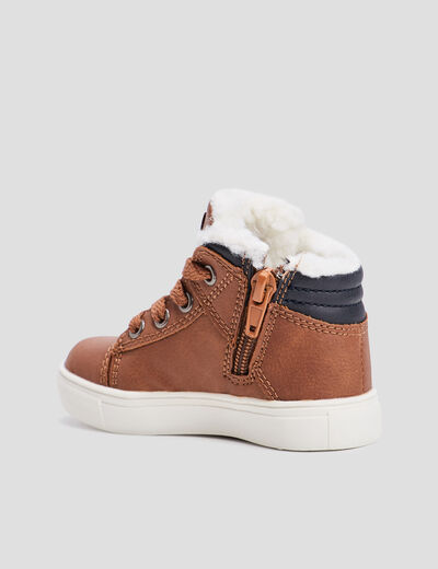 Baskets montantes zippées Creeks marron bébé garçon