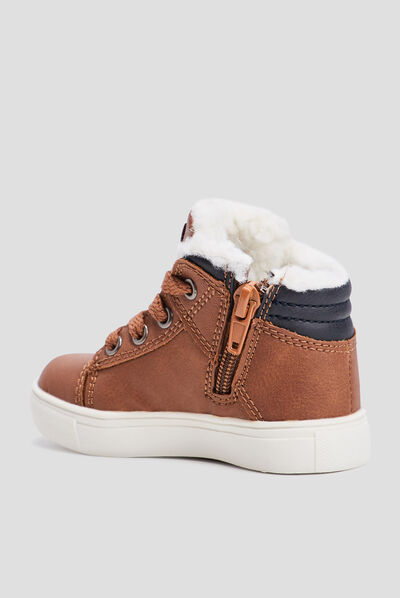 Baskets montantes zippées Creeks marron bébé garçon