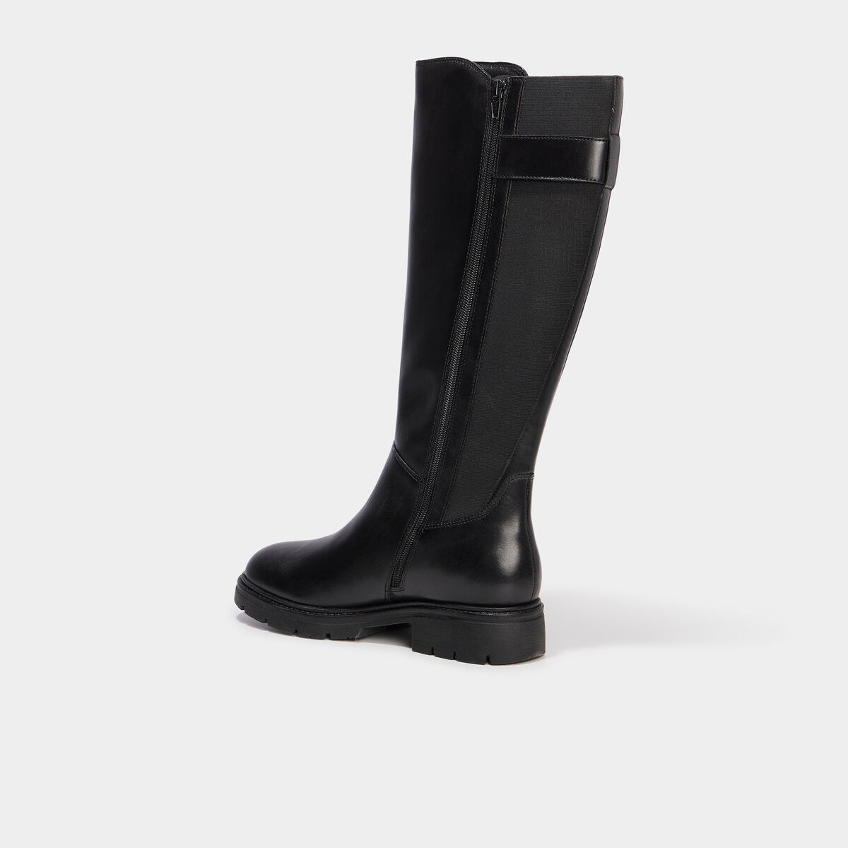 Bottes en cuir avec boucles noir femme