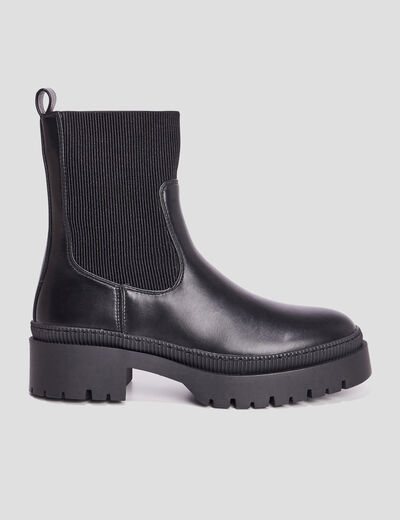 Bottines ranger crantées noir femme