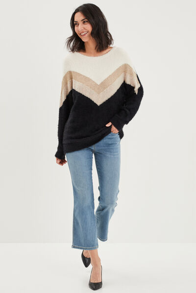 Pull manches longues noir femme