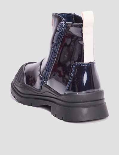 Bottines vernies à semelle épaisse noir fille