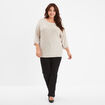 Pull manches 3/4 fils métallisés ecru femme grande taille