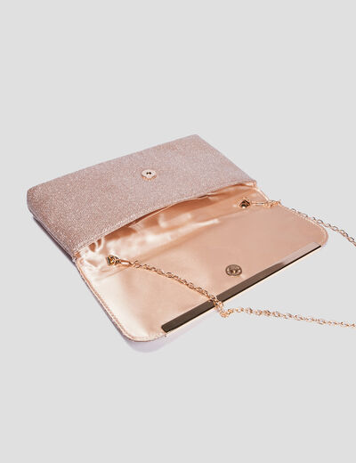 Sac pochette à paillettes couleur or femme