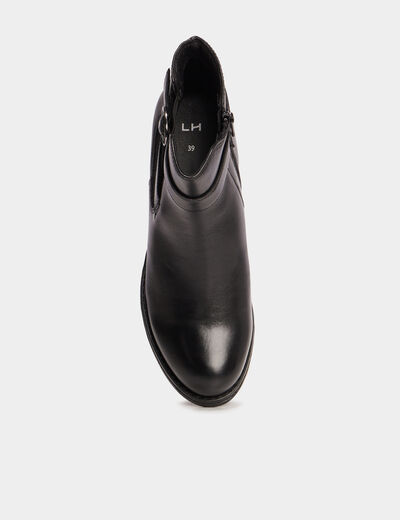 Bottines avec boucles en cuir noir femme