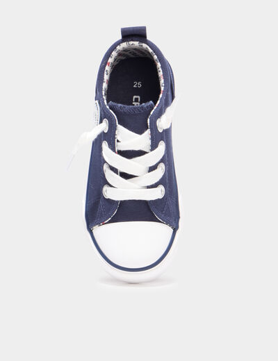 Tennis basses lacets toile bout renforc&eacute; bleu marine gar&ccedil;on