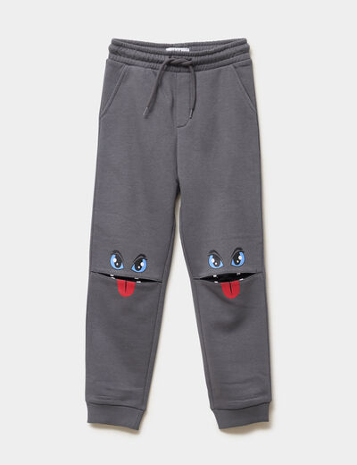 Pantalon de jogging détails genoux gris foncé garçon