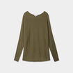 Pull col bateau manches longues vert kaki femme