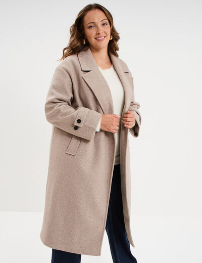 Manteau double boutonnage beige femme grande taille