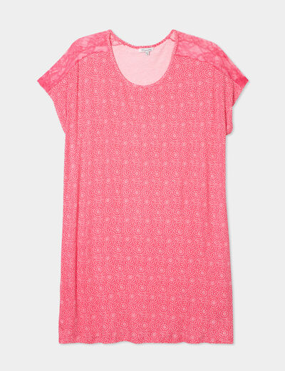 Chemise de nuit manches courtes rouge femme grande taille