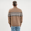 Pull camionneur jacquard manches longues taupe homme