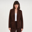 Blazer col tailleur manches longues marron fonc&eacute; femme