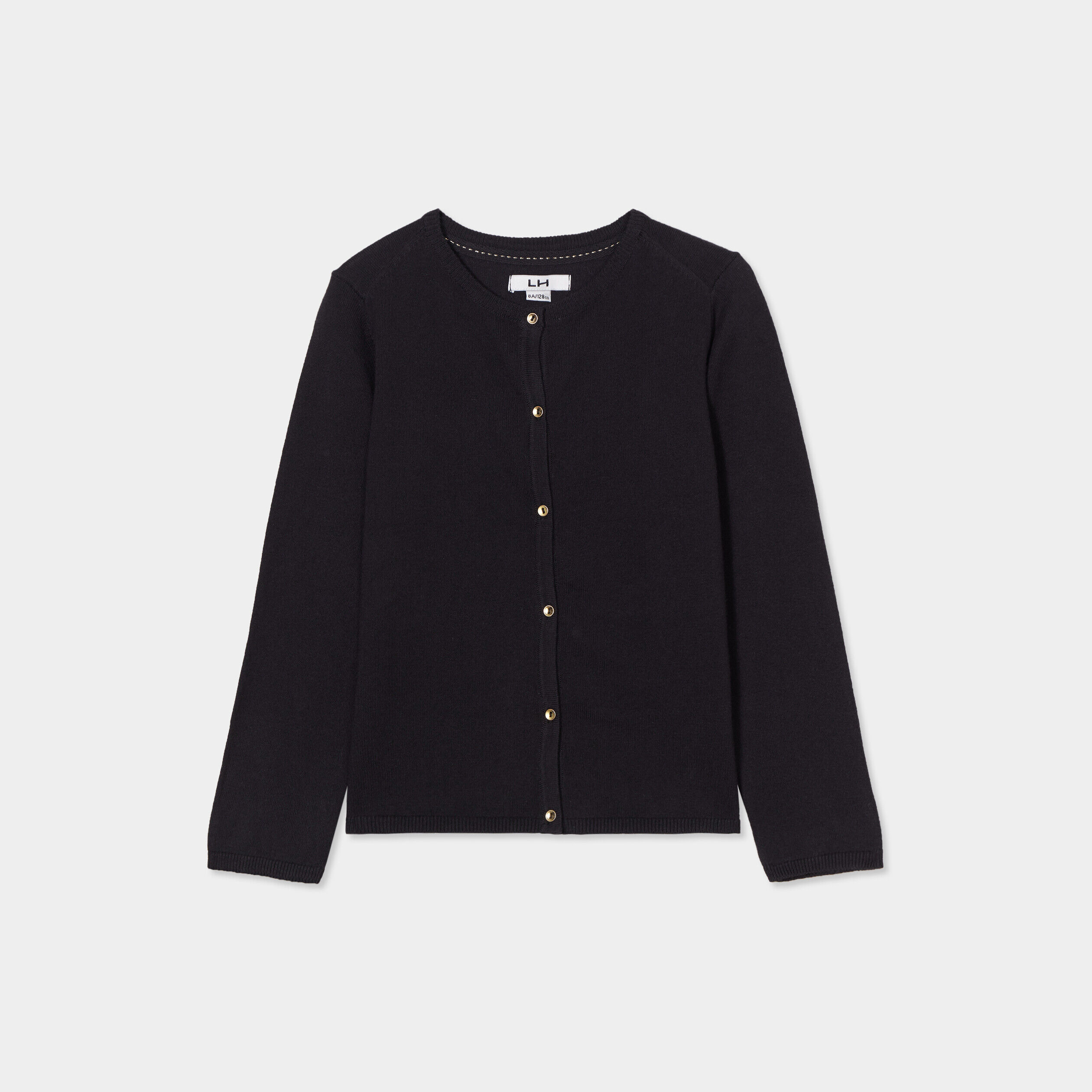 Gilet boutonné coton mélangé noir fille LH