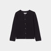 Gilet boutonn&eacute; coton m&eacute;lang&eacute; noir fille