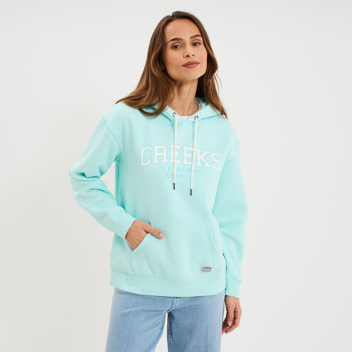 Sweat &agrave; capuche hoodie bleu turquoise femme