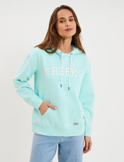 Sweat &agrave; capuche hoodie bleu turquoise femme